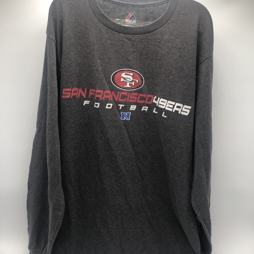 49ers Long Sleeve Shirt San Francisco Size Medium Gray NFC Majestic Cotton Used‎